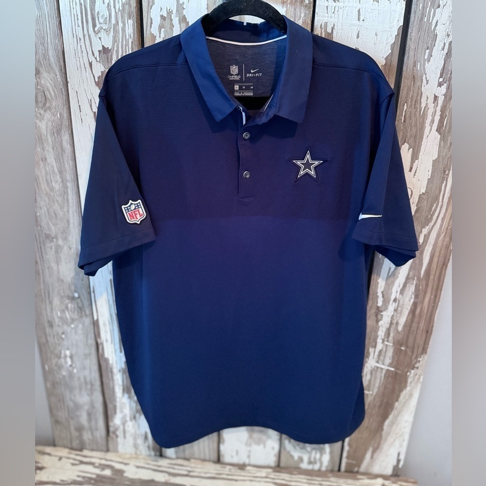 Nike NFL Cowboys OnField Polo Size XL Drifit Navy